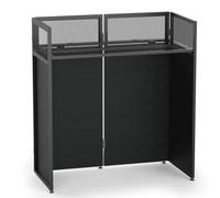 YOOKOO Cabine DJ pliable pour un montage rapide et sans outils, table de DJ avec motifs blancs et noirs, cadre en métal, support DJ avec trou pour câble, coussinet antidérapant et sac de transport
