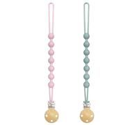 Yoolhamy Attache Tetine Silicone, 2 Attaches Attache Sucette pour Bebe Accroche Tetine Garçons et Filles, Pacifier Clip Chain, Attaches sucette souples et flexibles (1pcs Pink+1pcs Green)