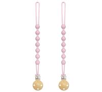 Yoolhamy Attache Tetine Silicone, 2 Attaches Attache Sucette pour Bebe Accroche Tetine Garçons et Filles, Pacifier Clip Chain, Attaches sucette souples et flexibles (2pcs Pink)