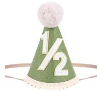 Yoolhamy Chapeau d'anniversaire 1/2 pour bébé garçon et fille, fait à la main, idéal pour les fêtes de 6 mois, cake smash et accessoires photo à mi-chemin (vert-1)