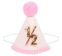 Yoolhamy Chapeau d'anniversaire 1/2 pour bébé garçon et fille, fait à la main, idéal pour les fêtes de 6 mois, les cake smash, et les accessoires photo à mi-chemin (rose)