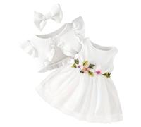 Yoolhamy Ensemble Robe et Cardigan pour bébé à Manches Longues en Coton Princesse Robe Tutu et Manteau