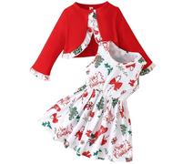 Yoolhamy Ensemble Robe et Cardigan pour Bébé Fille Toddler Girl Floral Print Sleeveless Dress and Long Sleeve Coat 2Pcs Outfits
