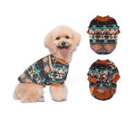 Yoolhamy Pull en Polaire pour Chien - Vêtement d'Hiver Ethnique Bohème - Doux et Chaud - Thermique - Marron - Taille M