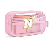 YOOLIFE Trousse à crayons avec lettres, Rose, N, Classique | Grande trousse à crayons, cadeau d'anniversaire pour filles, enfants, filles, adolescentes, sœurs, petite-fille