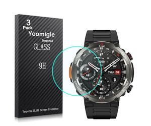Yoomigle Lot de 3 films de protection d'écran en verre trempé pour montre intelligente Blackview W50 Pro 1,45" - Compatible avec IOWODO W50Pro 1,45" - Anti-rayures