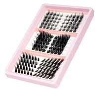 YOONOYA Lot de 150 grappes de cils individuels, 3 styles, 15 paar, courbure C, cils individuels manga, doux et naturels à faire soi-même à la maison (3 styles)