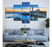 Yoonqun 5 Pack Diamond Painting Kit,5D Phare du ciel bleu Art du Diamant Peinture Broderies Diamants Kits pour Adultes,DIY Carrée Strass Point de Croix Artisanat pour Murale Décoration