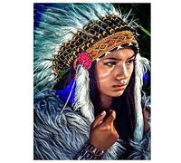 Yoonqun 5D DIY Diamond Painting Kit,Fille indienne Broderie Diamant Kit Complet pour Adultes Enfants Cristal Strass Point de Croix Art pour La Maison Décor Murale Cadeau (40x50cm/16x20in)