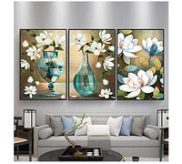 Yoonqun Diamond Painting,3 Pack Broderie Diamant Vase à fleurs,DIY 5D pour Adultes Enfants Peinture Diamant Strass Complet Kit, Artisanat Décor Murale À La Maison Round Drill,40x50cm