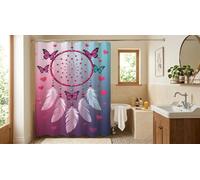 Yoonqun Papillon Attrape-rêves Rideau de Douche Imperméable avec Ourlet Lesté,Rideau de Baignoire en Anti-Moisissure,240 x 180 cm,Comprend 12 Crochets,Décoration de Salle de Bain Moderne et Lavable