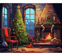 Yoonqun Peinture par Numero pour Adulte Enfant,Maison de Noël Bricolage Peinture par Numéros à l'huile sur Toile,avec Peintures Acryliques et Pinceaux Kits pour Maison Décoration 40x50 cm,sans Cadre