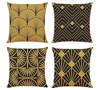 Yoonqun Taie d'oreiller 45x45cm,Lot de 4 Housse Coussin Decoratif Housse de Coussin Canapé Moderne Géométrie dorée Velours Housses de Coussins pour la Maison,Le Canapé,la Chaise