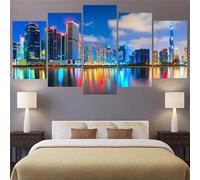 Yoonqun Vue sur la ville de Dubaï Diamond Painting,5 Pack Broderie Diamant Painting Kit Complet,5D DIY Rond Art du Diamant Kits pour Adultes Débutants Strass Point de Croix Painting Maison Décor