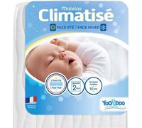 Yoopidoo - Matelas Bébé Climatisé - 60x120 cm - 1 face Été fraîche / 1 face Hiver ouatinée - Sans Traitement chimique