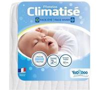 Yoopidoo - Matelas Bébé Climatisé - 60x120 cm - 1 face Été fraîche / 1 face Hiver ouatinée - Sans Traitement chimique