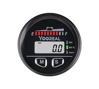 Yooreal 12V 24V 36V 48V Indicateur de batterie avec compteur horaire pour Club Car Travel Remorque Chariot Élévateur Épurateur Machine Ebike RV Voiture Électrique