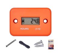 Yooreal Compteur d’heures inductif numérique étanche IP68, fonctionne sur 2/4 temps divers de ZTR/tondeuse à gazon autoportée tondeuse terrestre tondeuse UTV tracteur dirt bike moto etc(HM006A Orange)
