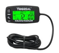 Yooreal Tachymètre numérique compteur horaire,Alerte d’entretien,Batterie remplaçable pour tracteur de pelouse Générateur Mini Vélo Tronçonneuse ATV Moteur hors-bord Motoneige (HM032B Noir)