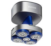 yoose Rasoir électriques hommes, IPX7 rasoir tete chauve homme (5 têtes magnétiques, autonomie 90 min, charge rapide USB-C, indicateur batterie, Wet&Dry, régulation PID intelligente, Résultat Précis)