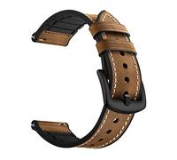 YOOSIDE Compatible avec Bracelet Galaxy Watch3 45mm, 22mm Bracelet à dégagement rapide résistant à la sueur en silicone hybride en cuir véritable souple pour Samsung Galaxy Watch 46mm/Gear S3 (brun)