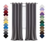 Yoosing Rideau Occultant à Œillets - Isolant Thermique, Opaque, Anti-Bruit - 100x300cm (LxH) - Pour Chambre, Salon, Balcon - Gris Foncé