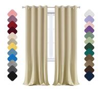 Yoosing Rideau Occultant à Œillets - Thermique, Anti-Bruit, Opaque - 180x240cm (LxH) - Pour Chambre, Salon, Balcon - Beige