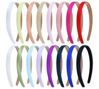 Yoosit Lot de 16 bandeaux multicolores recouverts de tissu satiné fin uni en plastique pour femmes, hommes, filles, adolescents et enfants (multicolore A, largeur : 1,5 cm)