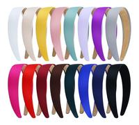 Yoosit Lot de 16 bandeaux multicolores recouverts de tissu satiné fin uni en plastique pour femmes, hommes, filles, adolescents, enfants - Accessoires pour cheveux (multicolore D, largeur : 3 cm)