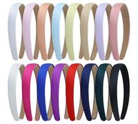 Yoosit Lot de 16 bandeaux multicolores recouverts de tissu satiné fin uni en plastique pour femmes, hommes, filles, adolescents et enfants (multicolore B, largeur : 2 cm)