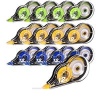 Yoosso Lot de 12 Rubans Correcteurs, 12 m x 5 mm Souris Correcteur Blanc Mini Roller de Correction avec Capuchon Protecteur pour Fourniture Scolaire École Bureau (Jaune + Bleu + Vert)