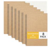 Yoosso Lot de 8 carnets de vocabulaire A5 à carreaux - À spirales - Pour bureau, maison, école