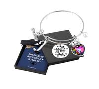 Yoosteel Bracelets à breloques inspirants gravés « She Believed She Could » - Cadeau de remise de diplôme 2026 pour elle, femme, fille, 8, Acier inoxydable, Pas de pierre précieuse