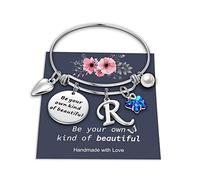 Yoosteel Bracelets à initiales papillon pour adolescentes, filles, femmes - Breloque initiale Soyez votre propre type de beau bracelet extensible inspirant cadeau pour filles et femmes, Métal, Oxyde