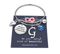 Yoosteel Bracelets à initiales papillon pour adolescentes, filles, femmes - Breloque initiale Soyez votre propre type de beau bracelet extensible inspirant cadeau pour filles et femmes, Small, Métal