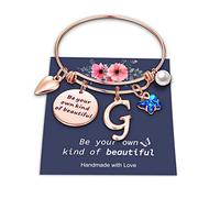 Yoosteel Bracelets à initiales papillon pour adolescentes, filles, femmes - Breloque initiale Soyez votre propre type de beau bracelet extensible inspirant cadeau pour filles et femmes, Small, Métal