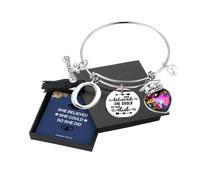 Yoosteel Bracelets avec initiales gravées « She Believed She Could » - Cadeau de remise de diplôme 2025 pour elle, 7, Métal, Pas de gemme