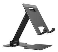 yootech Support Tablette Téléphone, Support Pliable pour iPhone 16 15 14 13 12 11 série, Galaxy S24/S23/S10/A54 et Plus de téléphones, pour iPad Mini et Plus de tablettes(8.3-11 Pouces) -Noir