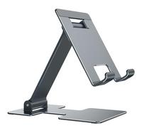 yootech Support Tablette Téléphone, Support Pliable pour iPhone 16 15 14 13 12 11 série, Galaxy S24/S23/S10/A54 et Plus de téléphones, pour iPad Mini et Plus de tablettes(8.3-11 Pouces) -Gris