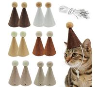 Yootiko Lot de 12 mini chapeaux de fête pour animaux de compagnie et animaux en peluche, chapeaux d'anniversaire en feutre pour chiens, chats, lapins et doudous, mignonnes décorations de fête animale