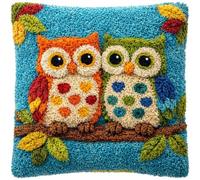 YOOTOM Kit de housse de coussin avec crochet à loquet en Noël,kit de broderie hibou, kits de fabrication de taies d'oreiller， latch Hook Pillowcase Kits 43x43cm