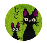 YOOTOM Kit de Tapis de Crochet à Point Noué di Chats Coussin au Crochets à Loquet Bricolage, Création de Tapis à Crocher pour Adultes et Enfants, Modèle de couleur pré-imprimé, 50x50cm