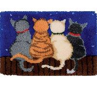 YOOTOM Kit de Tapis de Crochet à Point Noué Set Tapis à Point noué Loquet Bricolage, Création de Tapis à Crocher pour Adultes, Patron Imprimé, 50x38cm