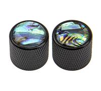 Yootones Lot de 2 boutons en forme de dôme en ormeau pour guitare électrique Telecaster ou basse Noir