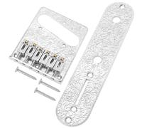 Yootones Lot de 6 chevalet à 6 selles et plaque de commande à 3 voies Compatible avec guitare électrique Telecaster 6 cordes Argenté