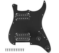 Yootones Pickguard 11 trous 3 plis HH pré-câblé avec micros Humbucker Alnico 5 HH compatible avec guitare électrique Stratocaster Stratocaster standard américaine/mexicaine (noir)