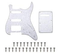 Yootones Plaque arrière de guitare à angle rond en acier rapide à 11 trous avec vis de protection compatible avec micro ouvert Stratocaster américaine/mexicaine (4 plis, blanc perle)