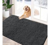 YOOTUKL Paillasson d'intérieur chenille pour chiens, lavable, antidérapant et anti-salissures, séchage rapide, en microfibre douce avec envers en caoutchouc durable (gris, 90 x 60 cm)