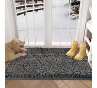 YOOTUKL Paillasson d'intérieur chenille pour chiens, lavable, antidérapant et anti-salissures, séchage rapide, en microfibre douce avec envers en caoutchouc durable (gris, 76,2 x 50,8 cm)