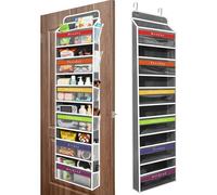 YooxArmor Rangement Suspendu avec 6 Poches Latérales et 2 Crochets,Organisateur Porte avec Étiquettes des Jours de la Semaine,Capacité 10 kg (22 lbs),Étagères Murales pour Chambre,Salle de Bain,Gris